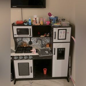 Kidkraft Uptown Espresso Wooden Bowl Stainless Steel Play kitchen